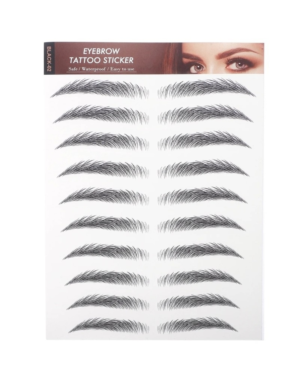 Eyebrow Tattoo Sticker Sheet -  Black Natural Hair Strokes NIP